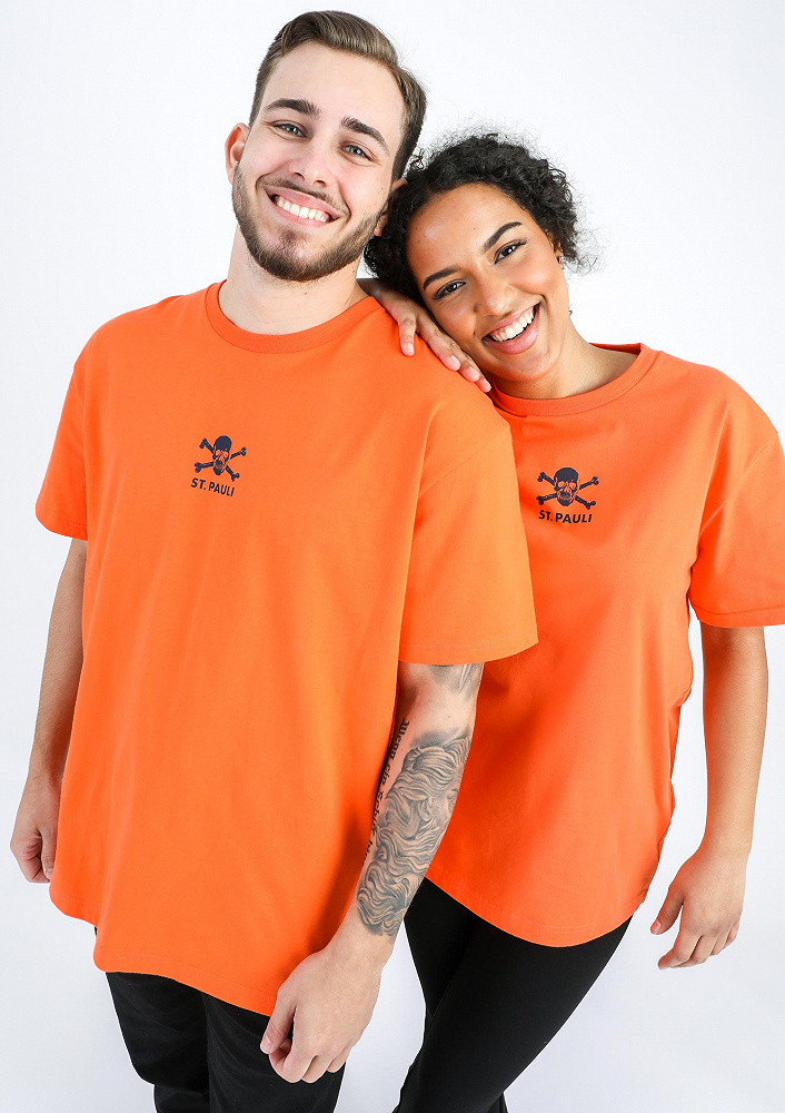 St. Pauli T-Shirt Totenkopf Oranje SP0123060 Uniseks