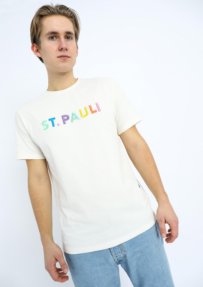 St. Pauli T-shirt Rainbow Letters Creme